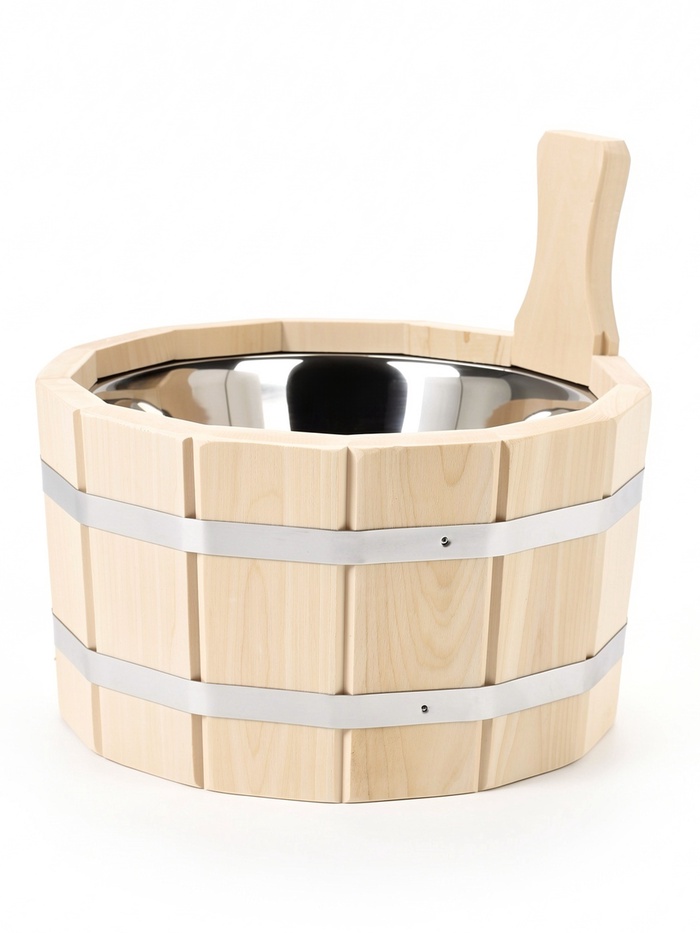 Шайка из липы, 3 л, с нержавеющей вставкой