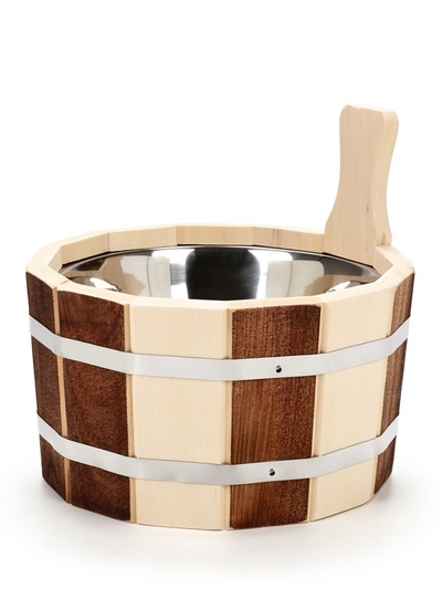 Шайка для бани и сауны «Термо», 3 л, деревянная, нержавеющая вставка