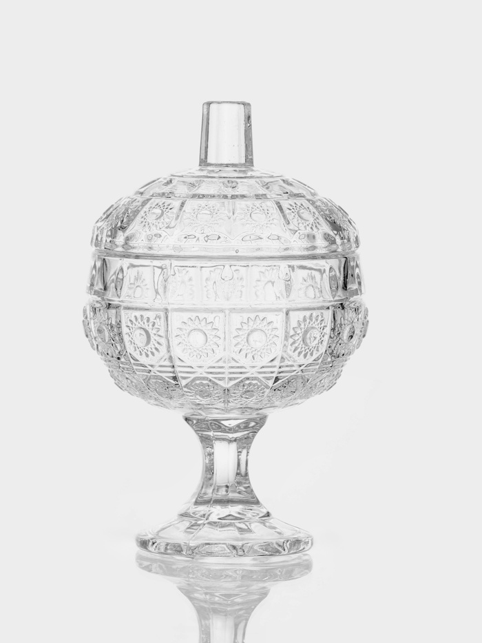 Сахарница, 350 мл, h=16.5 см, с крышкой, на ножке, стекло, прозрачная - Фото 1