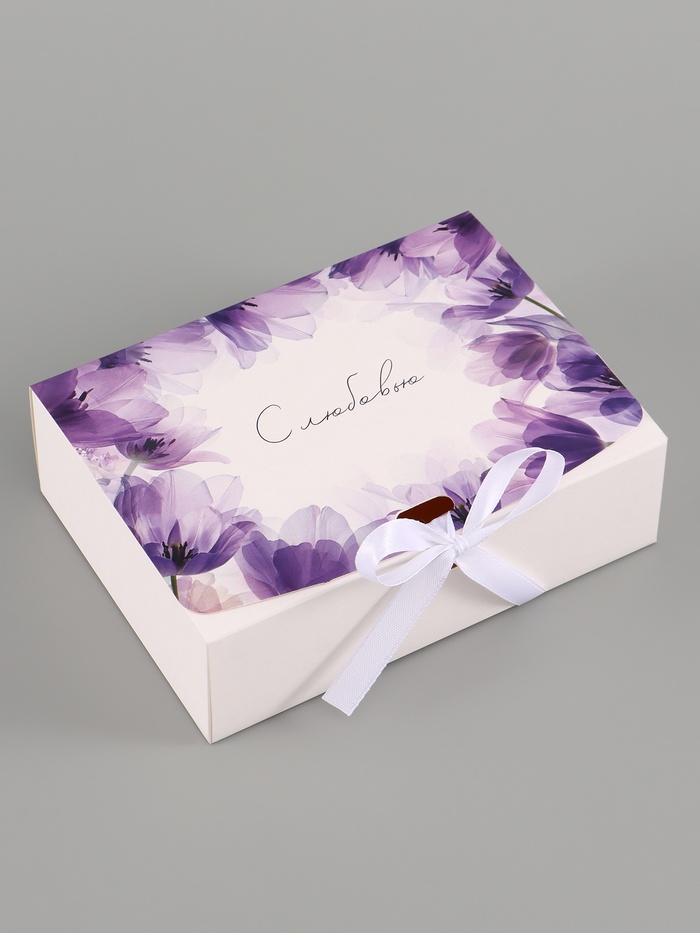 Коробка подарочная самосборная «С любовью», 16.5×12×5 см, с лентой