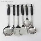 УЦЕНКА Набор кухонных принадлежностей «Ночь», 6 предметов, на подвесе, серебристый - Фото 2