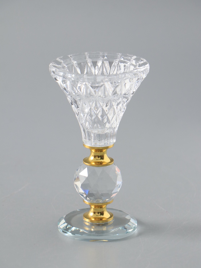 УЦЕНКА Подсвечник стекло на 1 свечу "Вазон с хрустальным шаром" 11х6х6 см - Фото 1