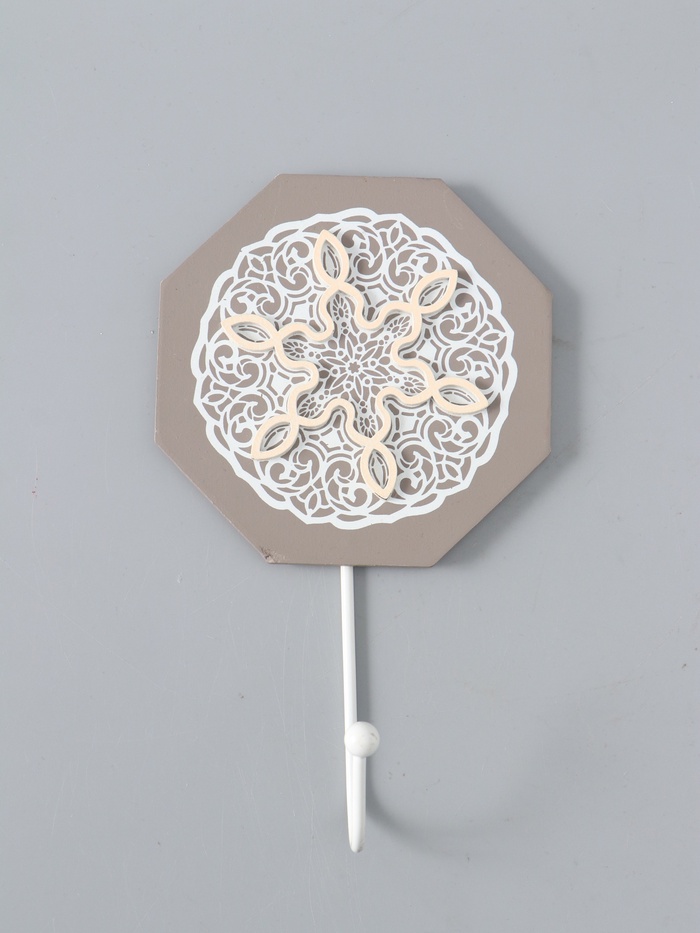 УЦЕНКА Крючок декоративный дерево "Цветок. Восьмигранник" 11,6х0,7х20 см - Фото 1