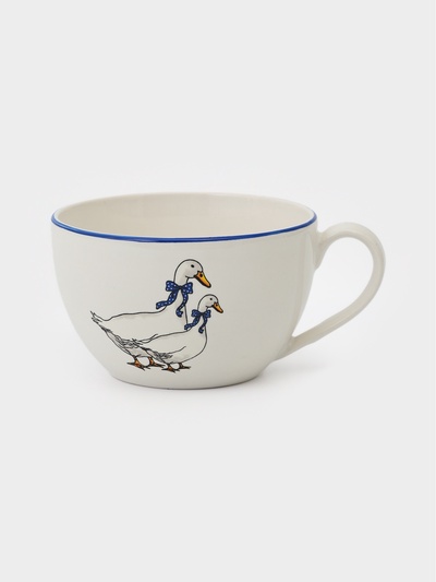 Чашка Тихорецкий фарфор «Гуси», 300 мл, белая