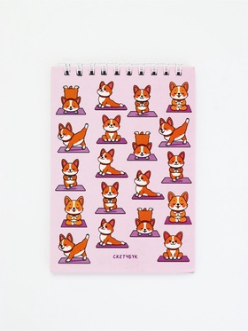 Скетчбук А6, 40 л. 100 г/м² «Милые корги»