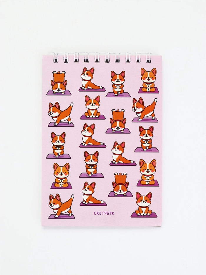 Скетчбук А6, 40 л. 100 г/м² «Милые корги»