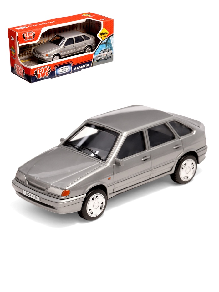 Машинка пластиковая Lada-2114 Samara, инерция, 11 см, серебристая - Фото 1