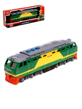 Модель пластиковая «Тепловоз», 21.5 см, свет и звук, 3 кнопки, инерция, зелёная