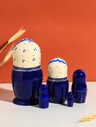 Матрешка "Русская красота", белый платок, 18 см ,5 кукольная, ручная роспись 11006157