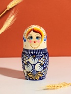 Матрешка "Русская красота", белый платок, 18 см ,5 кукольная, ручная роспись 11006157