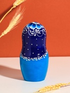 Матрешка "Русская красота", синий платок, 18 см,5 кукольная, ручная роспись 11006158