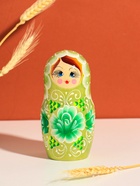 Матрешка дерево «Ирина», зеленая, 18 см, 5 кукольная, ручная роспись - Фото 3