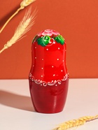 Матрешка "Глаша", красное платье, розовые цветы, 18 см, 5 кукольная,ручная роспись 11006161