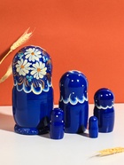 Матрешка "Настёна", синее платье, белые цветы,  18 см,5 кукольная, ручная роспись 11006163