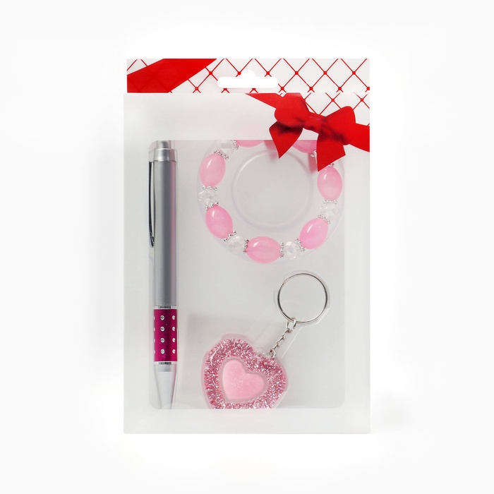 УЦЕНКА Набор подарочный 3в1 (ручка, резинка для волос, брелок) - Фото 1