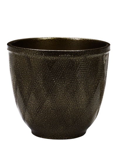 УЦЕНКА Горшок цветочный с поддоном 8л, темное золото керамика, "Греция" (М)