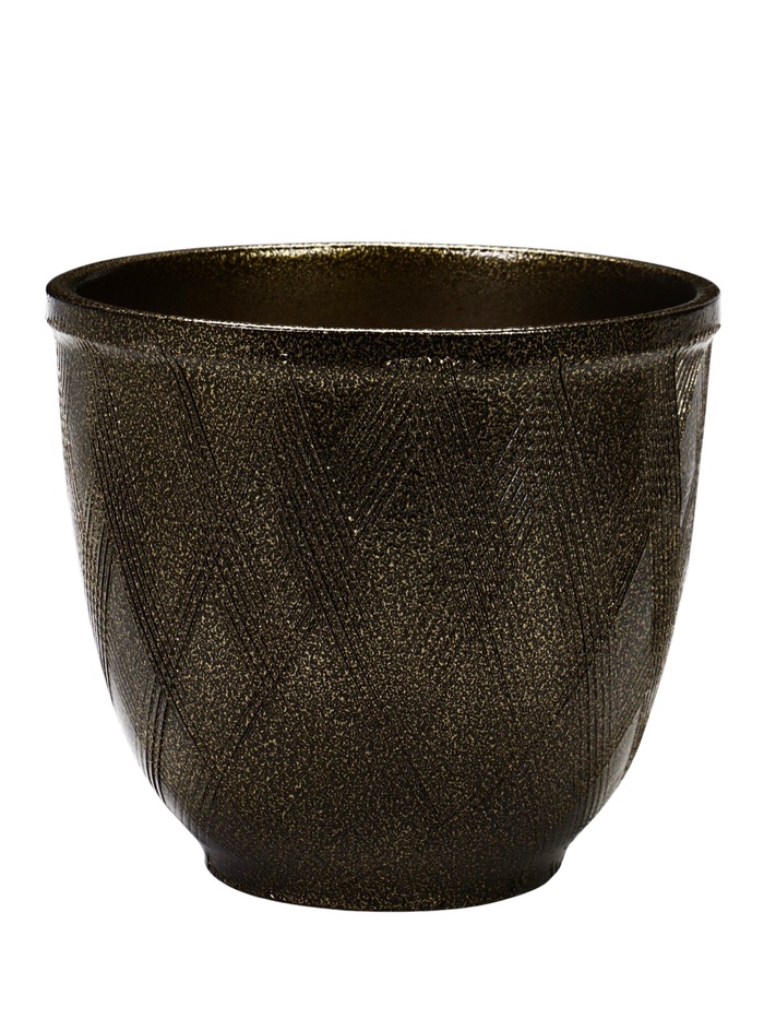 УЦЕНКА Горшок цветочный с поддоном 8л, темное золото керамика, "Греция" (М) - Фото 1