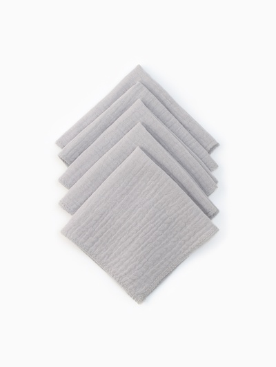 Набор платочков «Крошка Я» Light grey, 20×20 см - 5 шт., муслин, хлопок 100%, серый