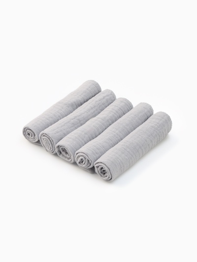 Набор платочков «Крошка Я» Light grey, 20×20 см - 5 шт., муслин, хлопок 100%, серый