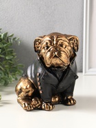 Копилка "Английский бульдог в косухе" 19х15х18 см - фото 809624099