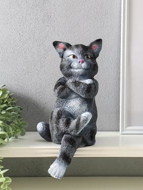 Копилка для денег «Кот сидящий», 34×17×20 см, серый