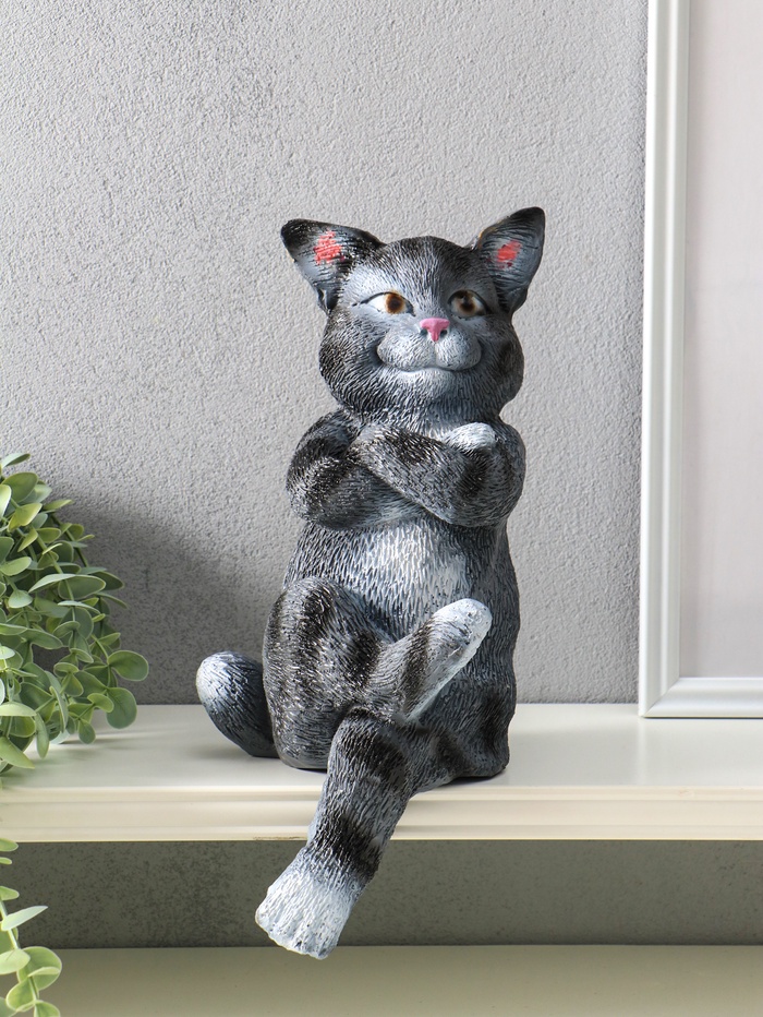 Копилка для денег «Кот сидящий», 34×17×20 см, серый