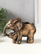 Подставка для мелочей "Слон со слонёнком" 16х12х8 см, бронза - фото 809624136