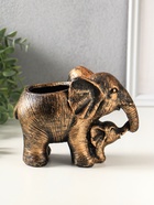 Подставка для мелочей "Слон со слонёнком" 16х12х8 см, бронза - фото 809624138