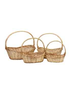 Набор корзин 4 шт плетеных 51х40х14 43х33х13 38х28х10 26х19х11 см ПЛЕТ ручка h=_ см BROWN