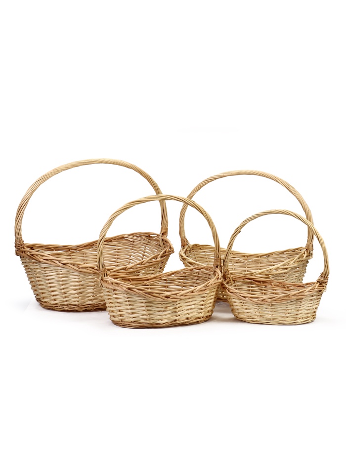 Корзина плетёная для хранения Luma, лоза, с ручкой, натуральная, набор 4 шт.