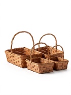 Корзина плетёная для хранения Tero, лоза, с ручкой, коричневая, набор 4 шт. - фото 809648353