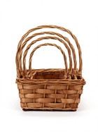 Корзина плетёная для хранения Tero, лоза, с ручкой, коричневая, набор 4 шт. - фото 809648360