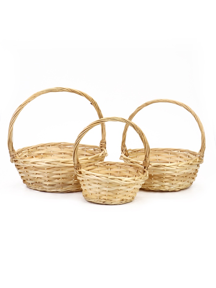 Корзина плетёная для хранения Rika, лоза, с ручкой, натуральная, набор 3 шт.