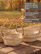 Корзина плетёная для хранения Rika, лоза, с ручкой, натуральная, набор 3 шт. - Фото 3