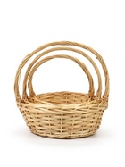 Корзина плетёная для хранения Rika, лоза, с ручкой, натуральная, набор 3 шт. - фото 809648368