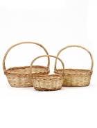 Корзина плетёная для хранения Leni, лоза, с ручкой, натуральная, набор 3 шт. - фото 809648369