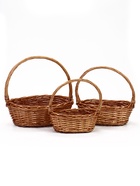 Корзина плетёная для хранения Leni, лоза, с ручкой, коричневая, набор 3 шт. - фото 809648377