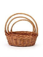 Корзина плетёная для хранения Leni, лоза, с ручкой, коричневая, набор 3 шт. - фото 809648384