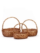 Корзина плетёная для хранения Neri, лоза, с ручкой, коричневая, набор 3 шт. - фото 809648385