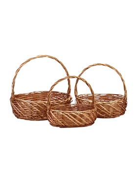 Набор корзин 3 шт плетеных 44х36х14 38х30х13 32х24х11 ПЛЕТ ручка h=_ см  light brown