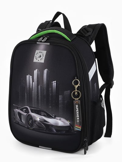 Рюкзак школьный для мальчика «Тачка», Stavia, эргономичная спинка, 30×16×38 см, чёрный