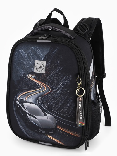 Рюкзак школьный для мальчика «Тачка», Stavia, эргономичная спинка, 30×16×38 см, чёрный