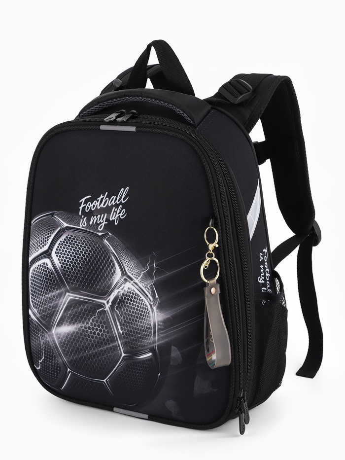 Рюкзак школьный для мальчика «Мяч», Stavia, эргономичная спинка, 30×16×38 см, чёрный - Фото 1