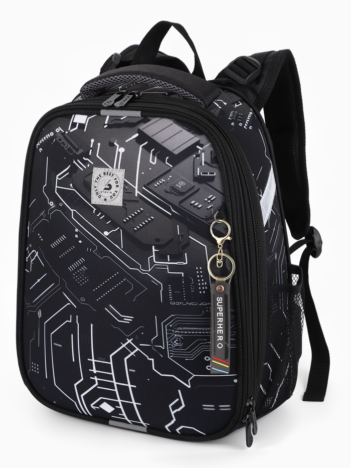 Рюкзак школьный для мальчика «Плата», Stavia, эргономичная спинка, 30×16×38 см, чёрный - Фото 1