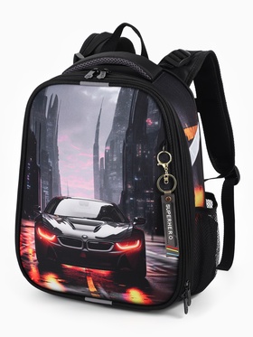 Рюкзак школьный для мальчика «Гонки», Stavia, эргономичная спинка, 30×16×38 см, чёрный