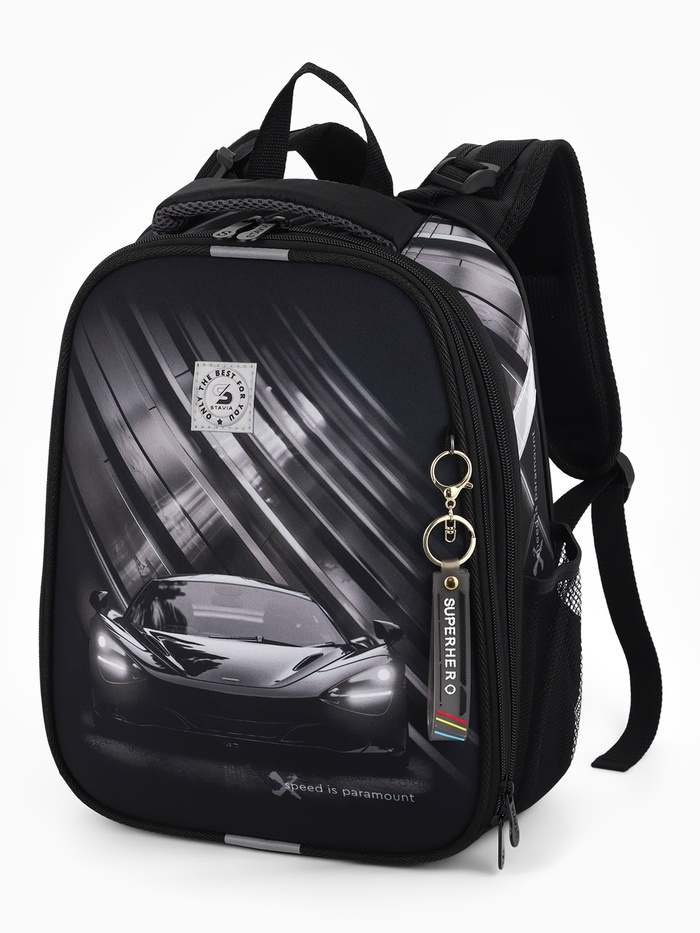 Рюкзак школьный для девочки «Скорость», Stavia, эргономичная спинка, 30×16×38 см, чёрный - Фото 1