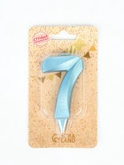 УЦЕНКА Свеча в торт «Грань», цифра 7, голубой металлик, 6,5 см - Фото 2