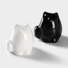 УЦЕНКА Набор фарфоровый для специй BellaTenero «Котики», 3 предмета: солонка, перечница, бамбуковая подставка, белый, чёрный - Фото 4