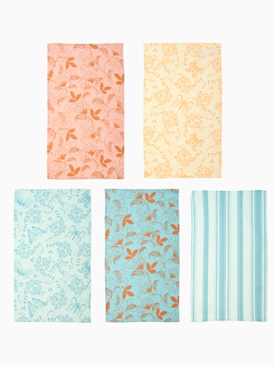 Полотенца кухонные набор 5 шт., 35×60 см, вафля, МИКС