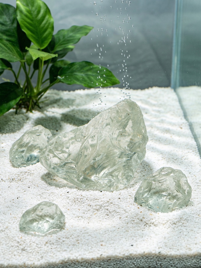 Декоративные камни для аквариума, 3-5 см, 500 г, необработанные, стекло, прозрачные